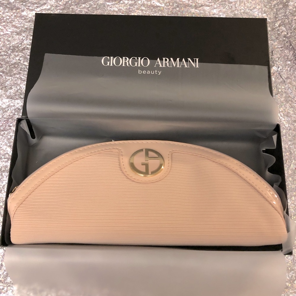 Giorgio Armani Beauty Clutch case gift box new knit Nude